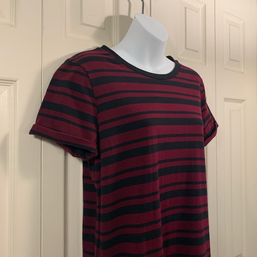 ♥️ 🕶 Striped Burgundy Shirt Dress - Picture 9 of 16